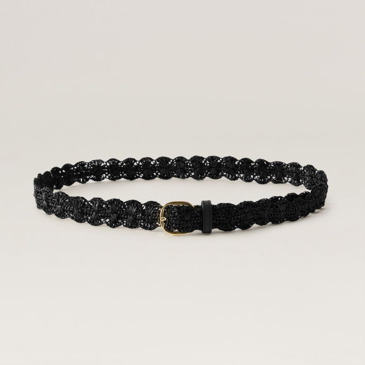 Sara Raffia Crochet Belt in Charcoal