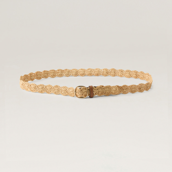 Sara Raffia Crochet Belt in Natural