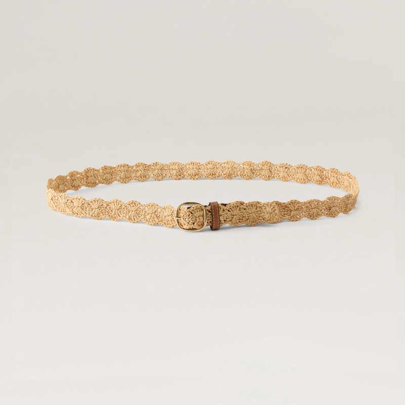 Sara Raffia Crochet Belt in Natural