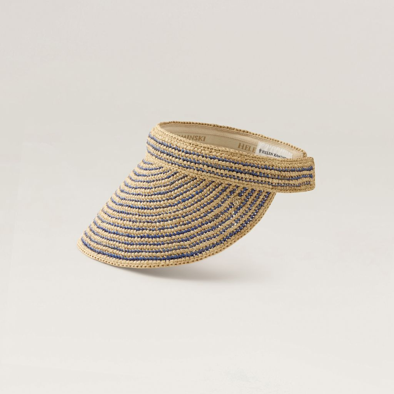 Sunlee Raffia Visor in Natural and Lapis
