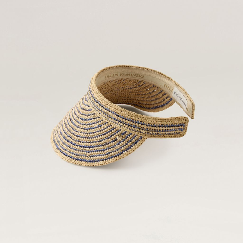 Sunlee Raffia Visor in Natural and Lapis