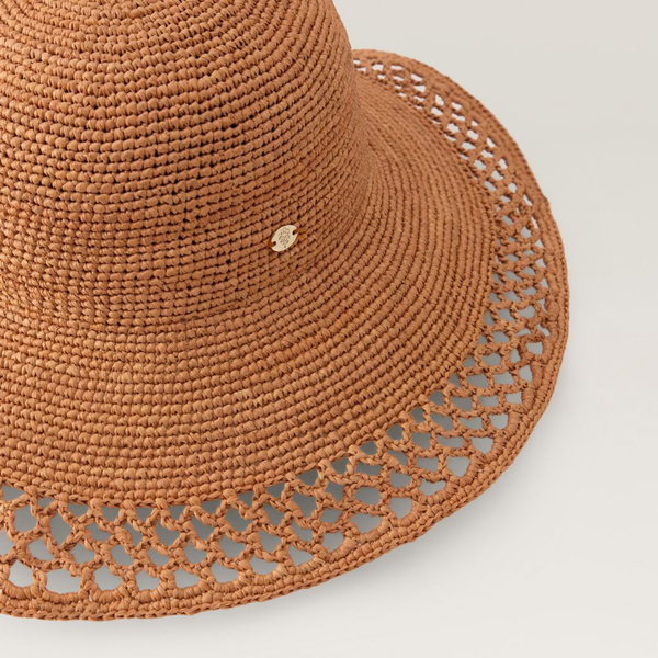 Zuri Raffia Sun Hat in Salmon