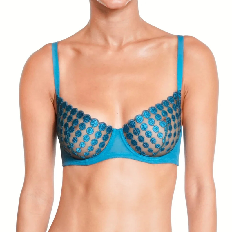 Deco Dots Underwired Bra in Turquoise