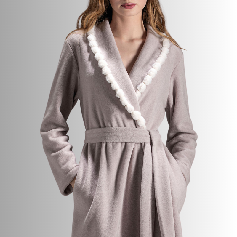 Fleece Long Taupe Robe