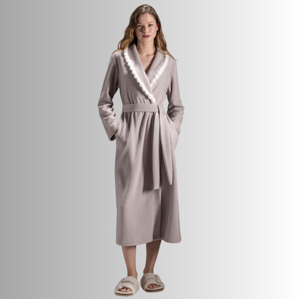 Fleece Long Taupe Robe