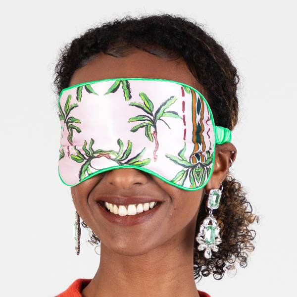 Pink Palm Silk Eye Mask