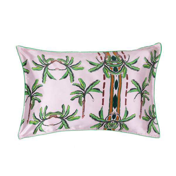 Pink Palm Silk Pillow Case