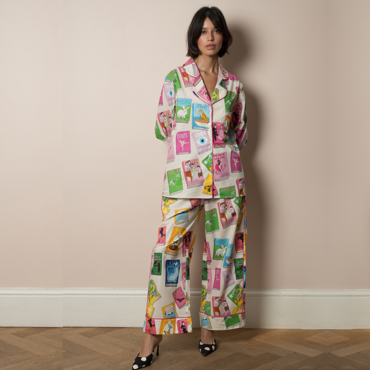 Book Covers Cotton Pyjama Set in Ivory