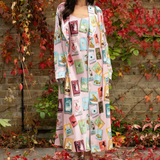 Book Covers Long Silk Robe in Pale Pink