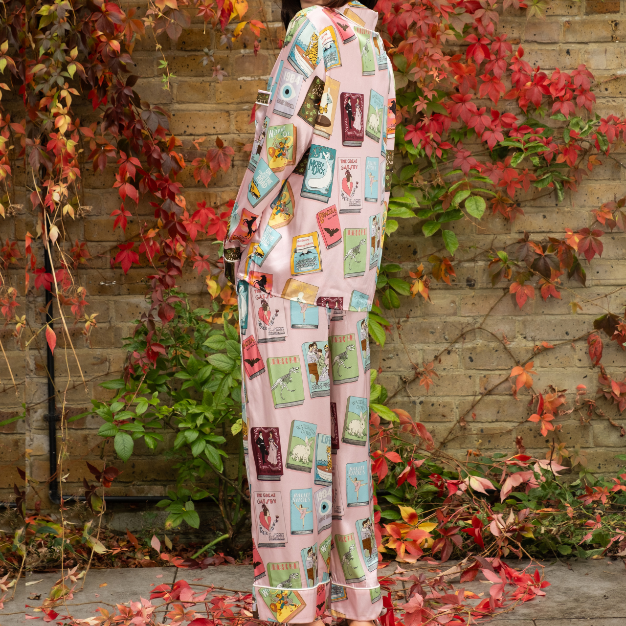 Book Covers Silk Pyjamas in Pale Pink