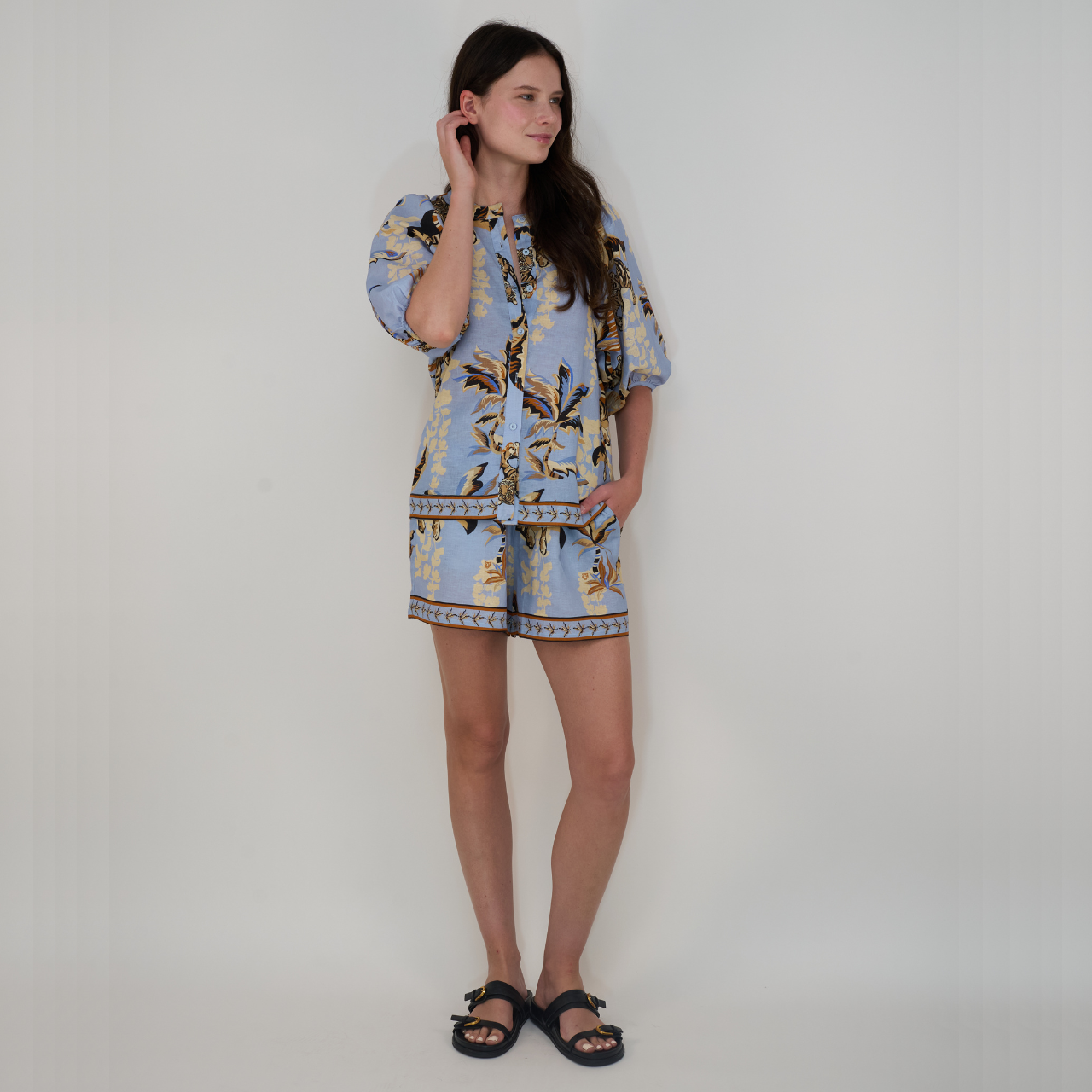 Bali Tiger Light Blue Balloon Shirt