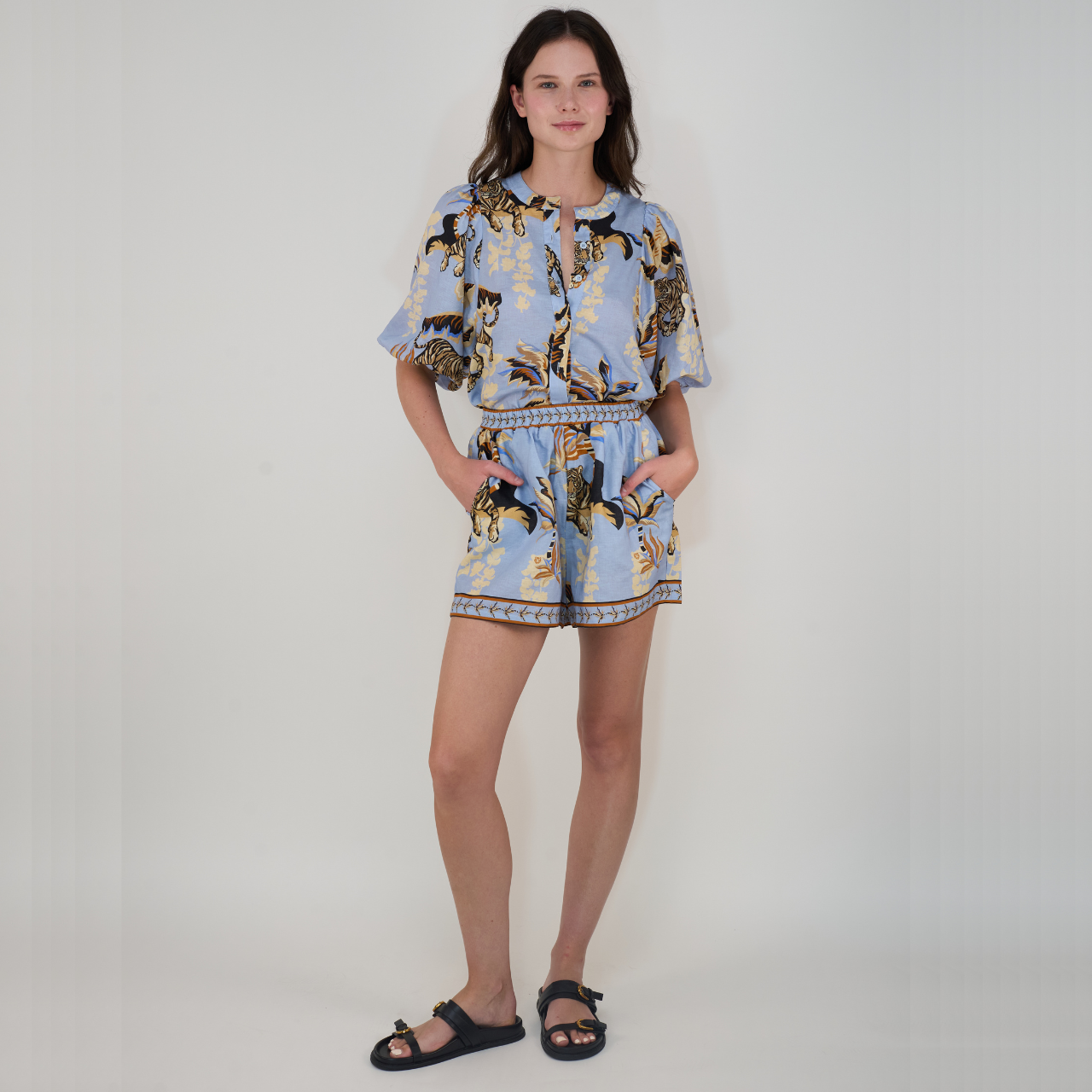Bali Tiger Light Blue Short
