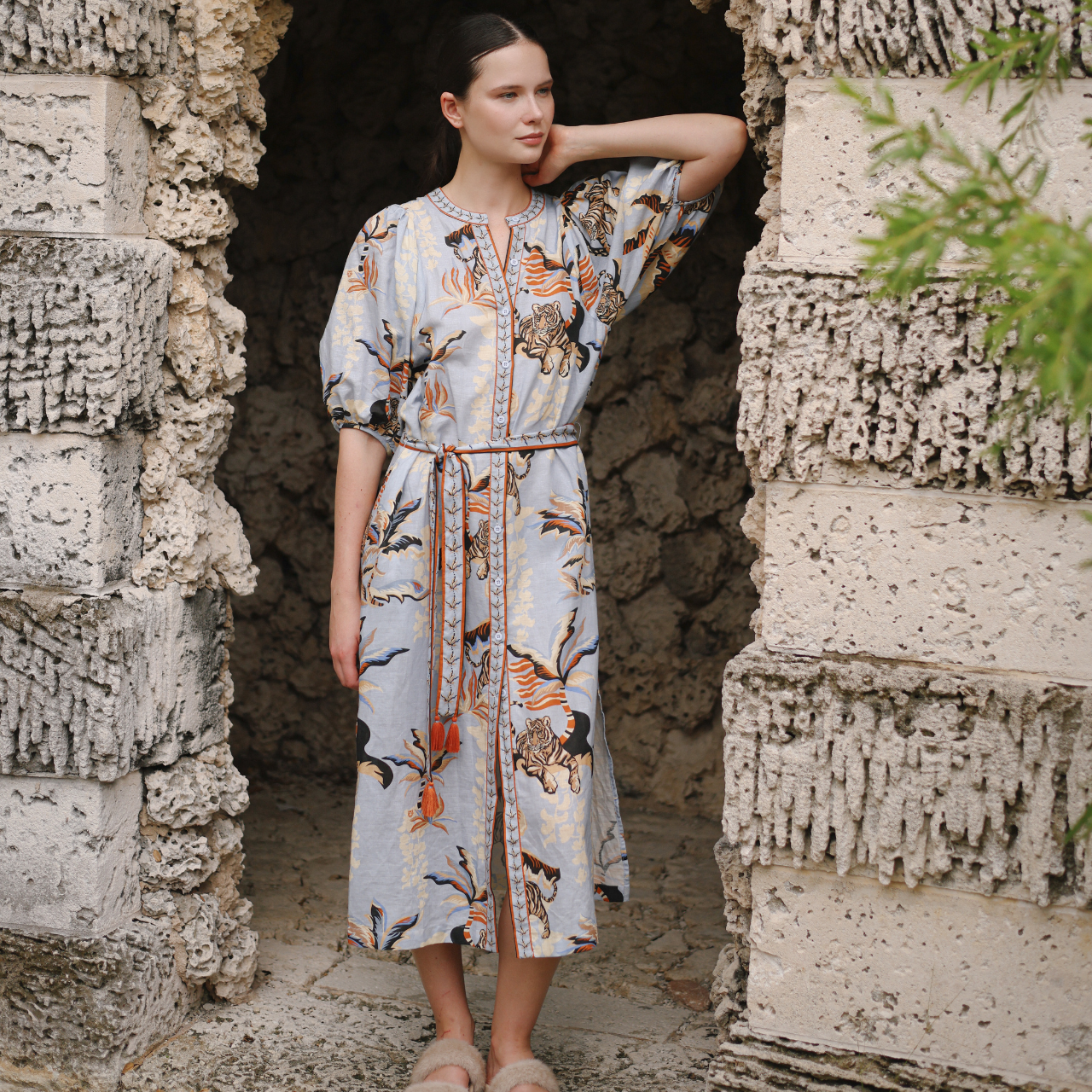 Bali Tiger Light Blue Tunic