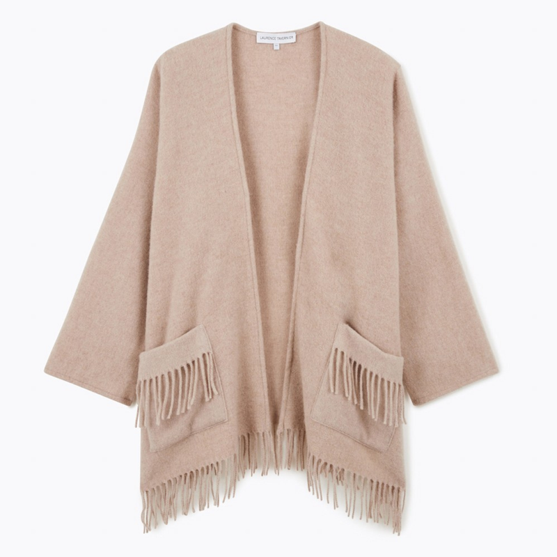 Eponyme Wool Short Poncho in Barley