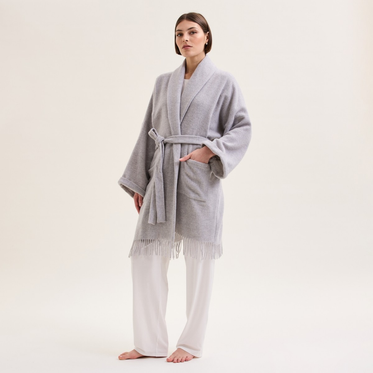 Eponyme 3/4 Length Poncho in Gris