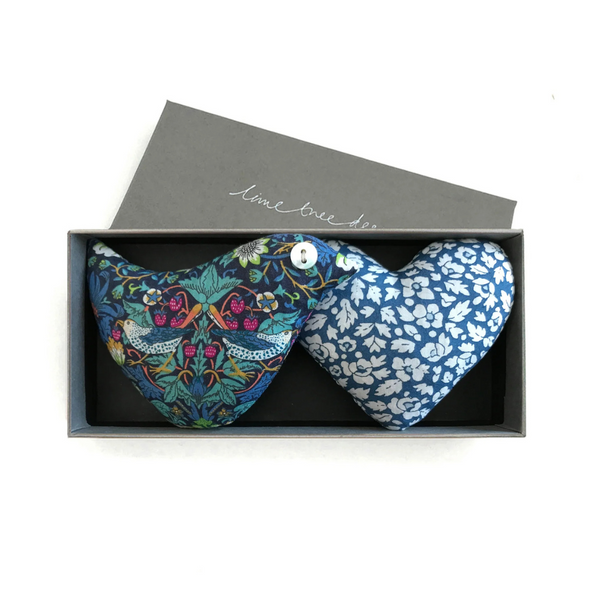 Box of Lavender Heart & Bird in Ruffled Feathers