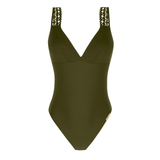 Ajourage Couture Padded Plunge Swimsuit In Avocat