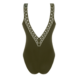 Ajourage Couture Padded Plunge Swimsuit In Avocat