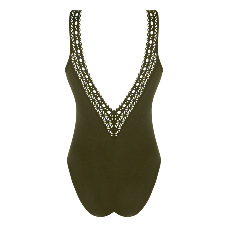 Ajourage Couture Padded Plunge Swimsuit In Avocat