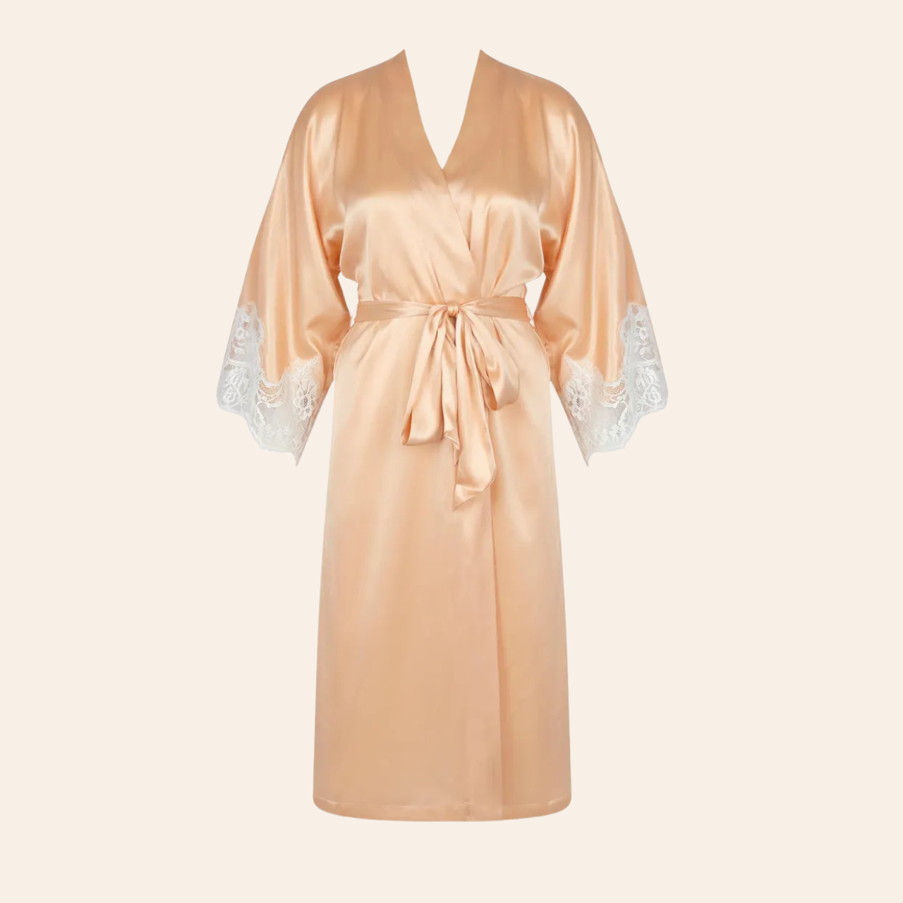 Splendeur Soie Mid-Length Silk Robe in Splendeur Peche