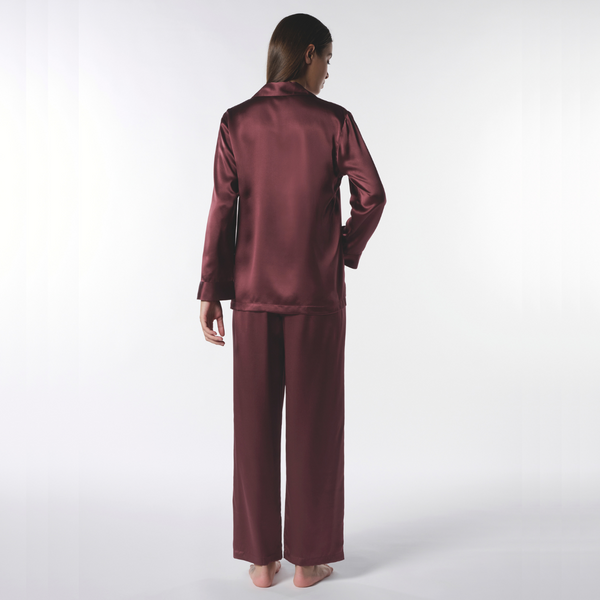 Basic Seduction Silk Pyjama in Burgundy