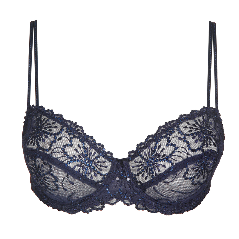 Jane Balcony Horizontal Seam Bra in Velvet Blue