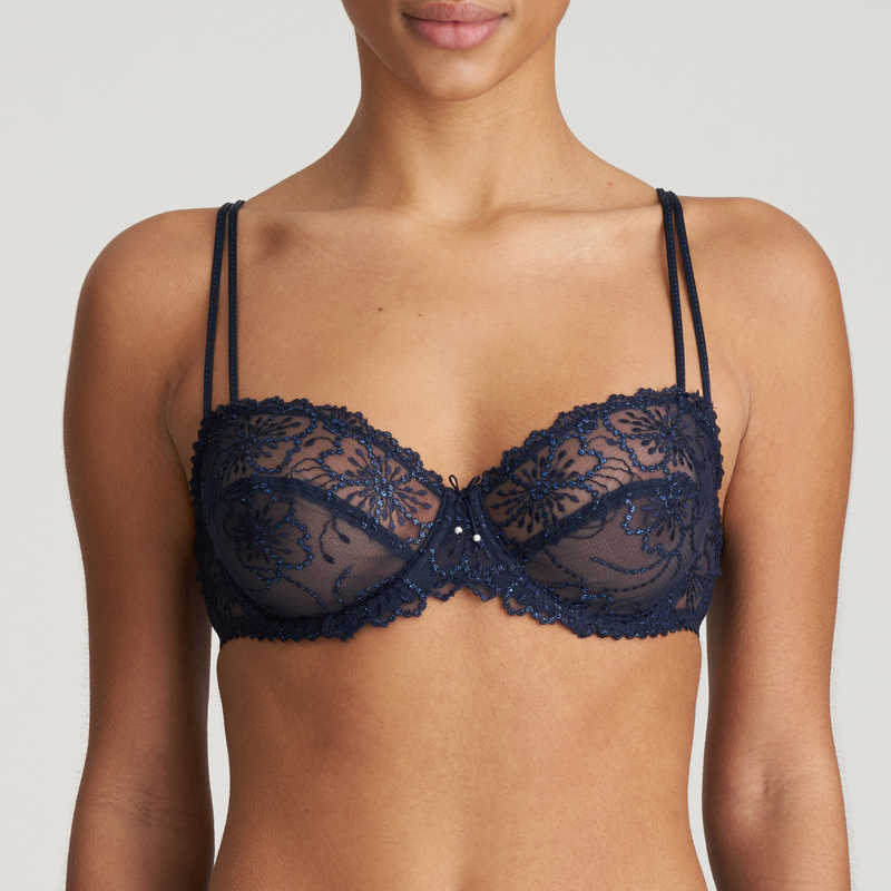 Jane Balcony Horizontal Seam Bra in Velvet Blue