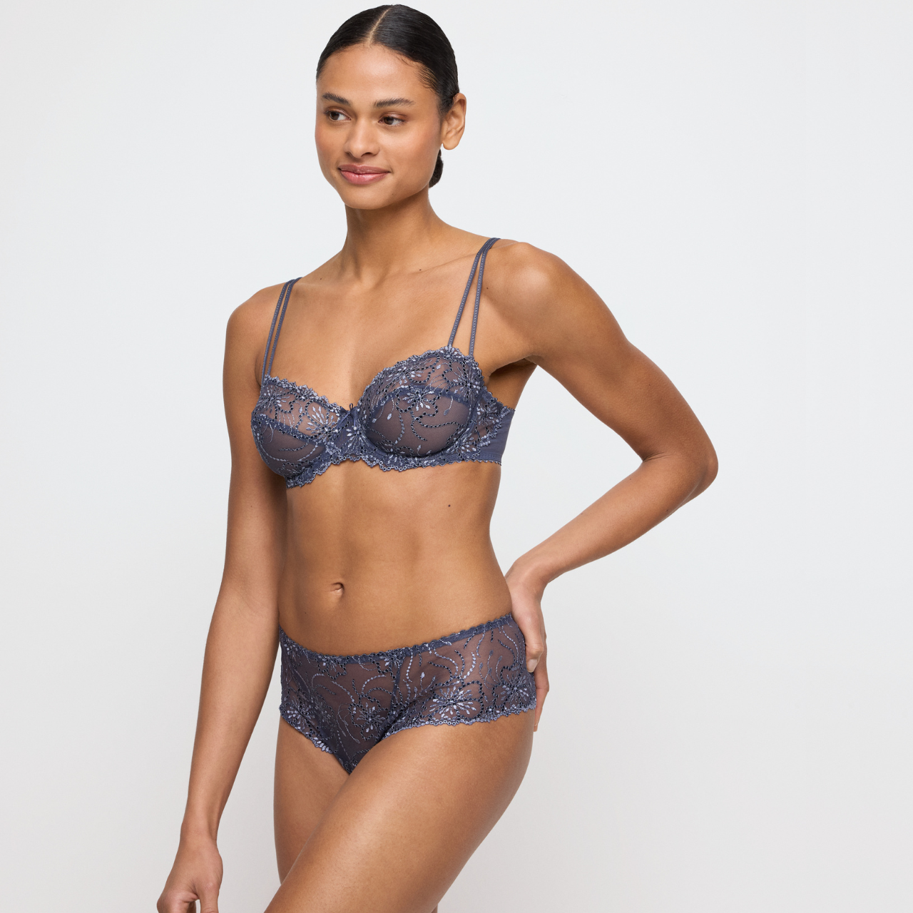 Jane Luxury Thong in Blue Shadow