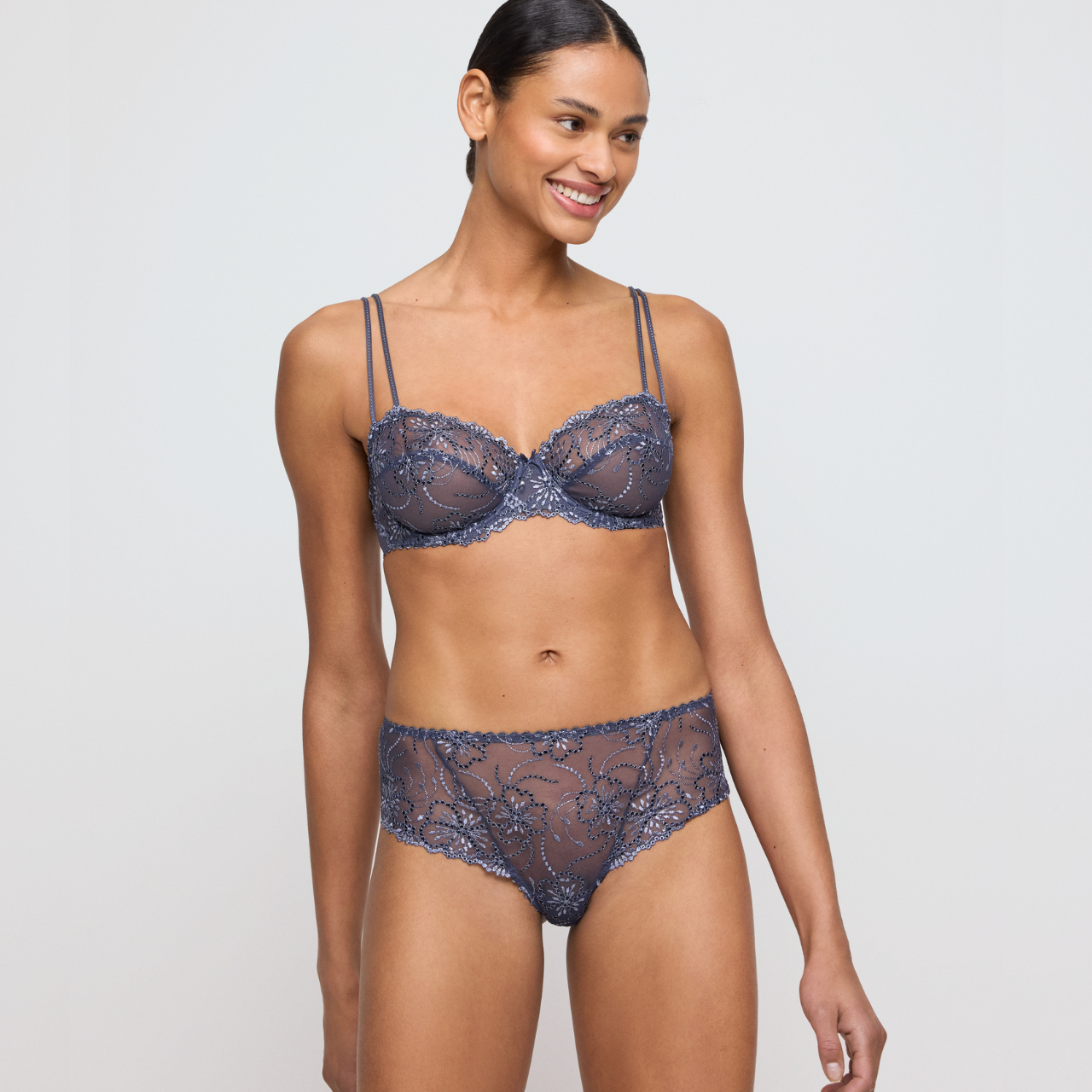 Jane Luxury Thong in Blue Shadow