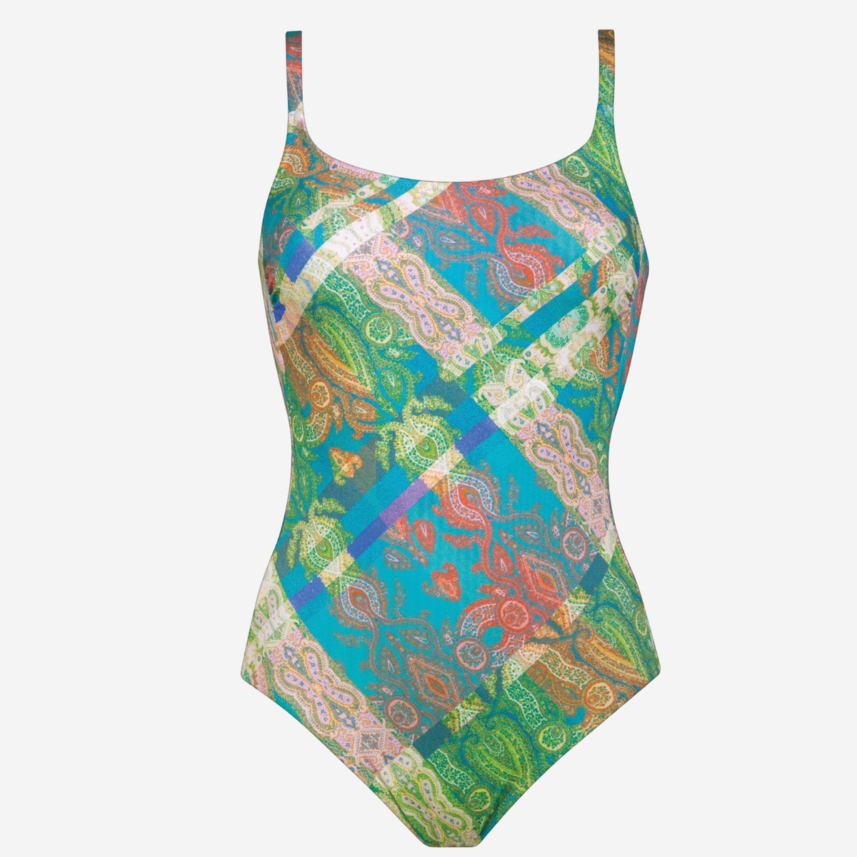 Jacquard Padded Swimsuit In Blue Tapestry