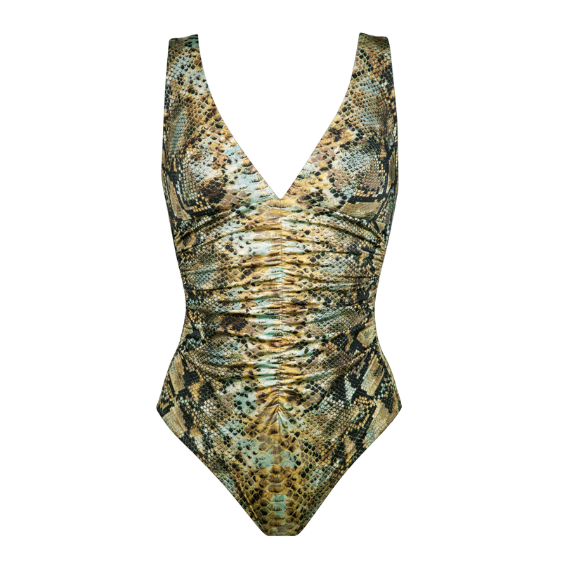 Serpent Ruched Padded Swimsuit