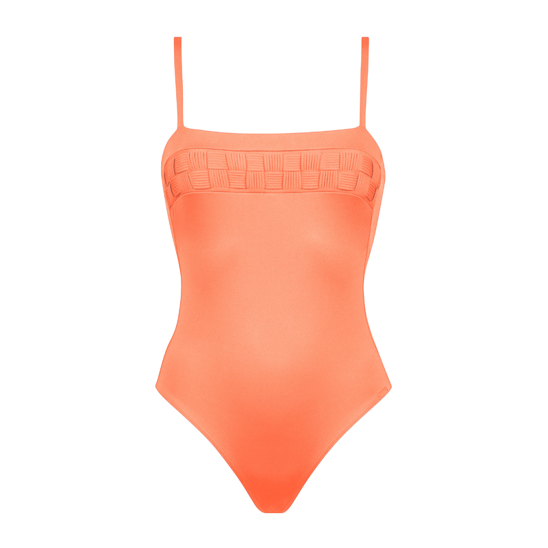 Softline Square Neck Swimsuit in Papaya