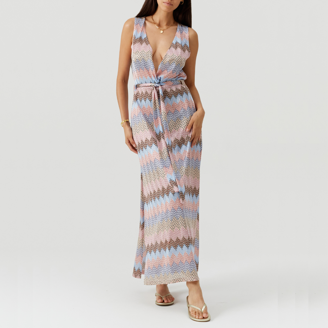 Bria ZigZag Stripe Long Dress