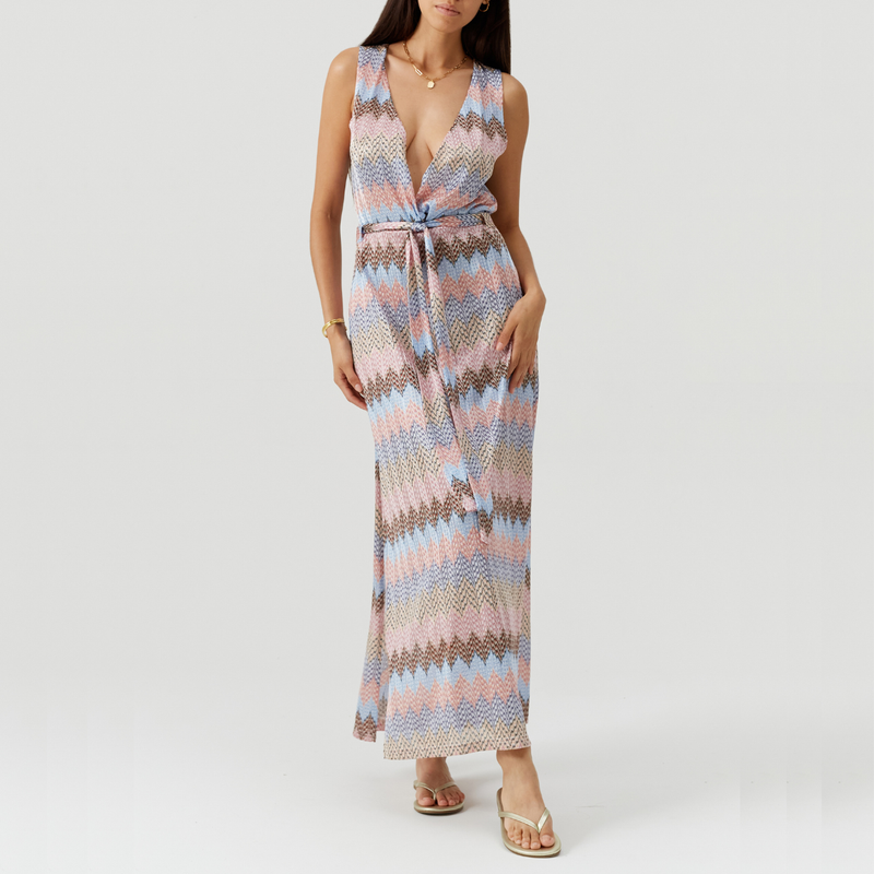 Bria ZigZag Stripe Long Dress