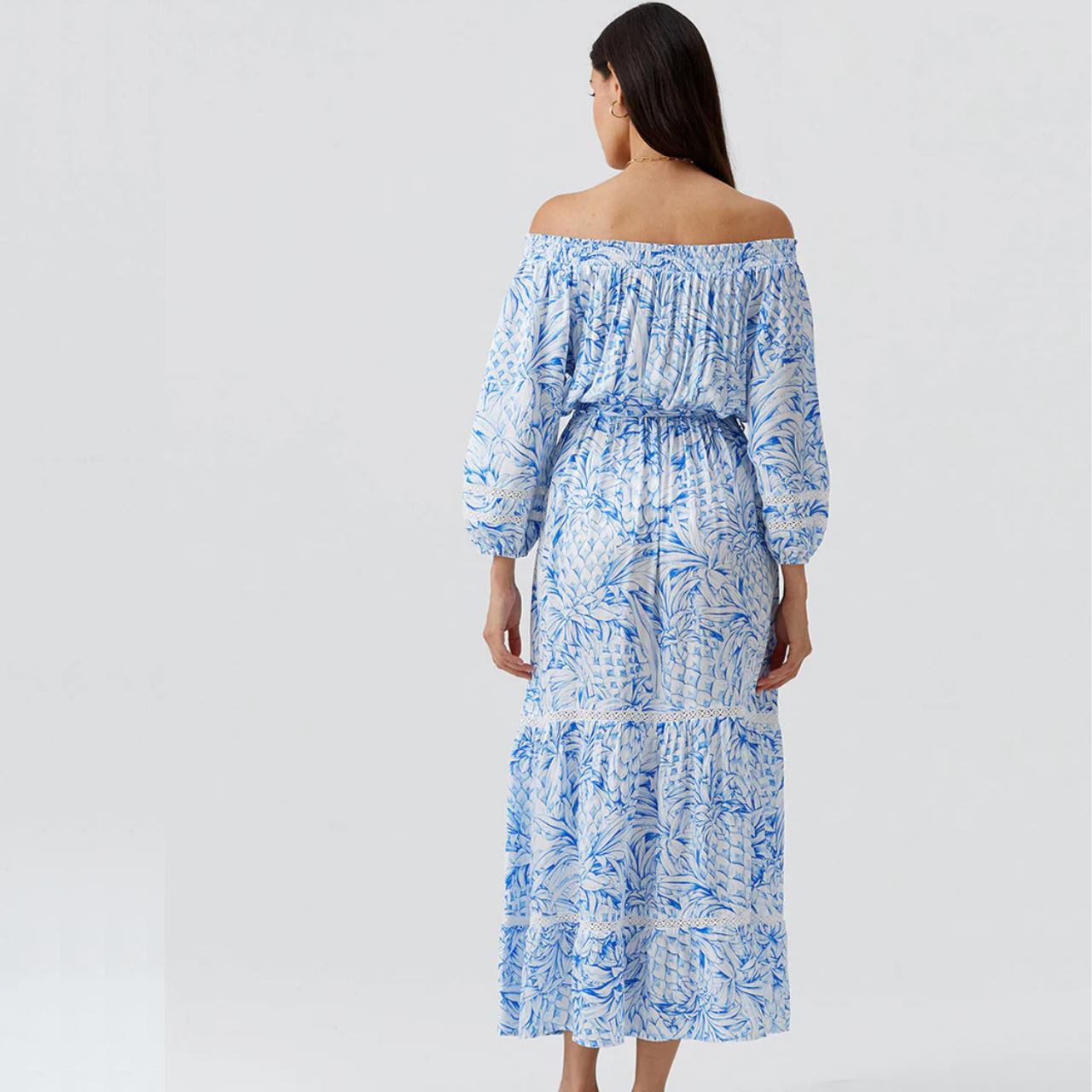 Clover Pineapples Off The Shoulder Dress