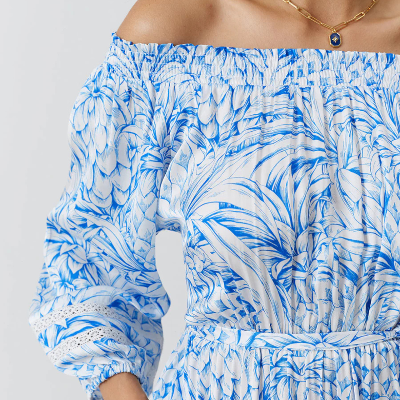 Clover Pineapples Off The Shoulder Dress