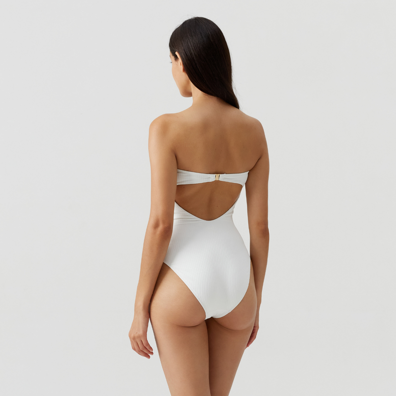 Lucca Cream Ribbed Swimsuit