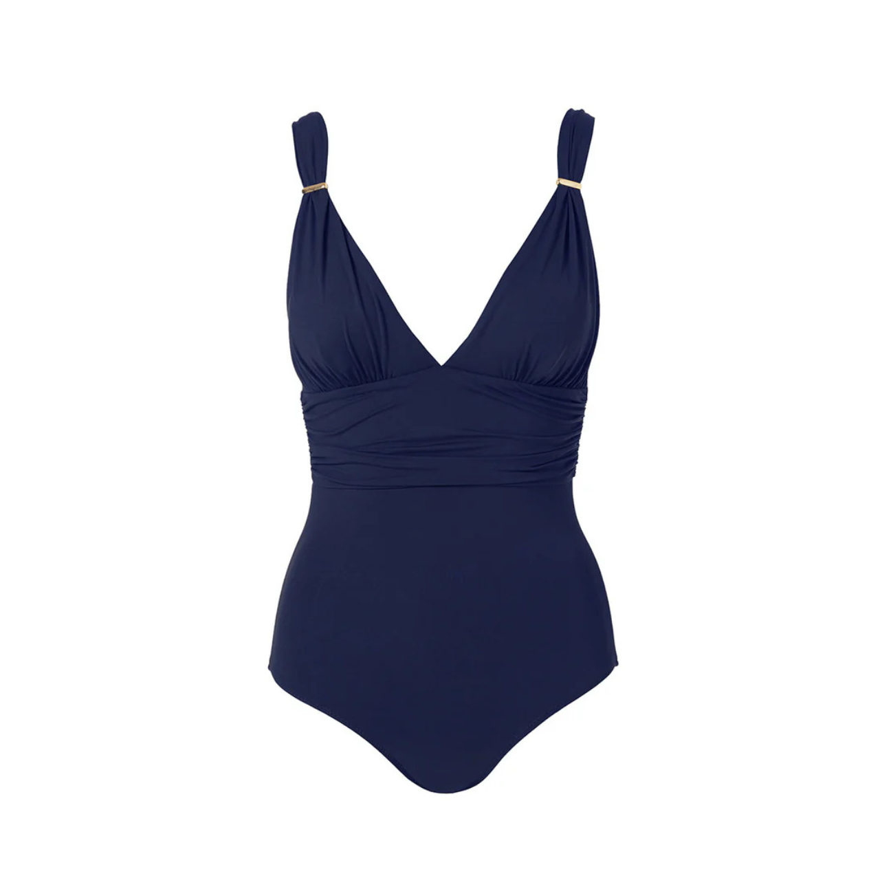 Panarea Navy Ruched V Neck Swimsuit