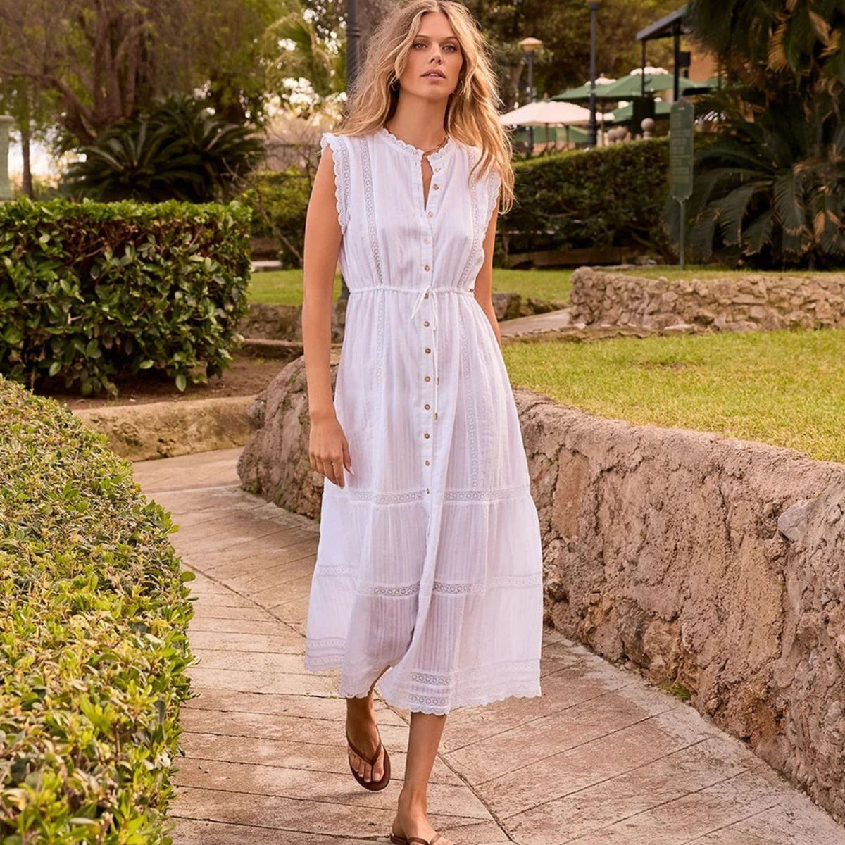 Raffie Dress in White