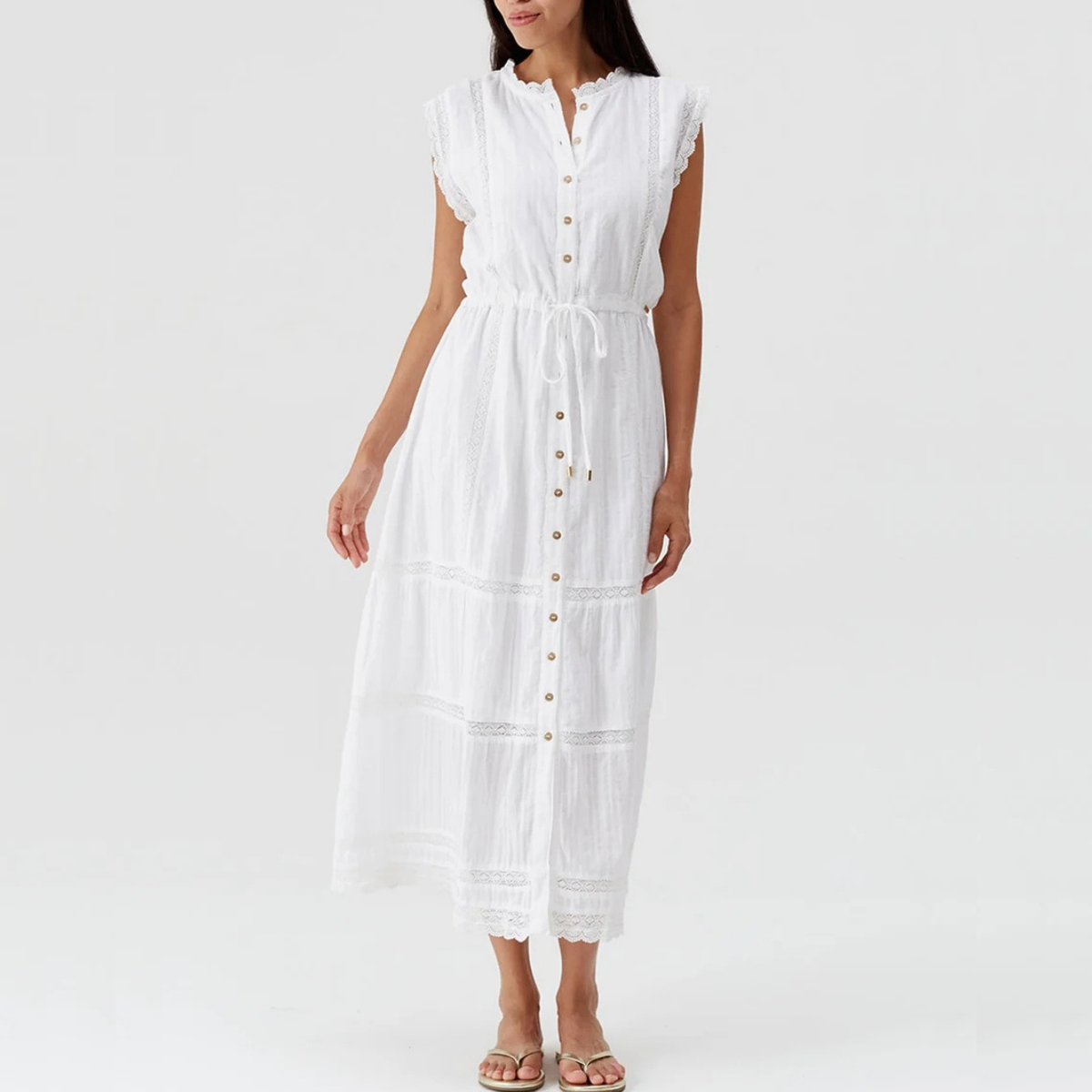 Raffie Dress in White