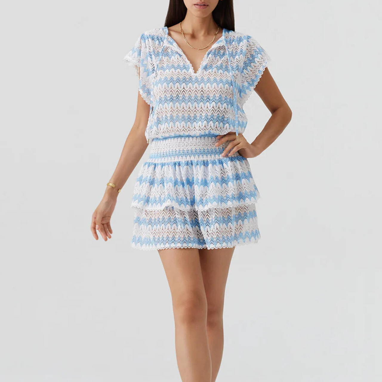 Remi White/Oasis Short Knit Dress