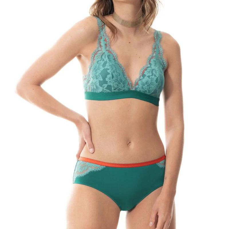Serie Poetry Vogue Triangle Padded Bra in Opal Green