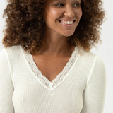 Serie Wool Expressive Long Sleeve Top in Oatmilk