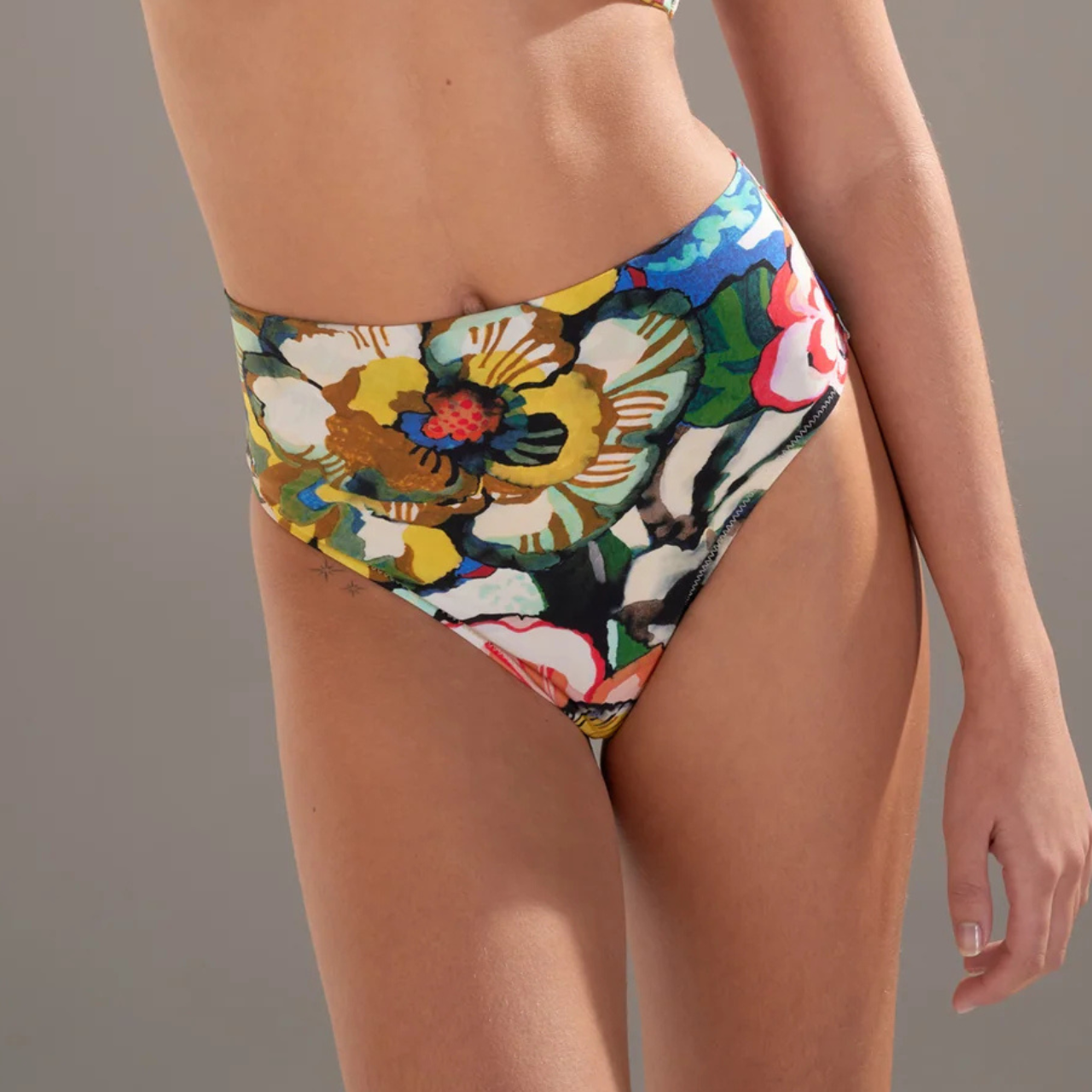 Tobago High Waisted Bikini Bottom in Flower