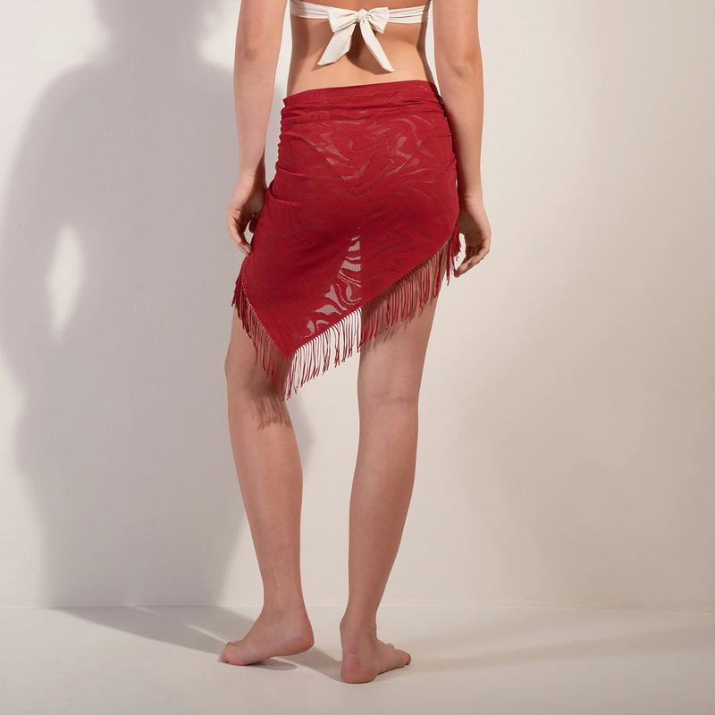 Trudy Lace Fringed Pareo in Garance