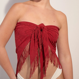 Trudy Lace Fringed Pareo in Garance