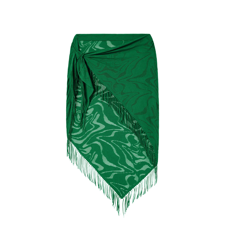 Trudy Lace Fringed Pareo in Jade