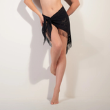 Trudy Lace Fringed Pareo in Noir