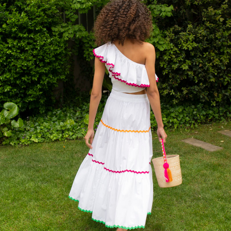 Ruffle midi skirt online uk