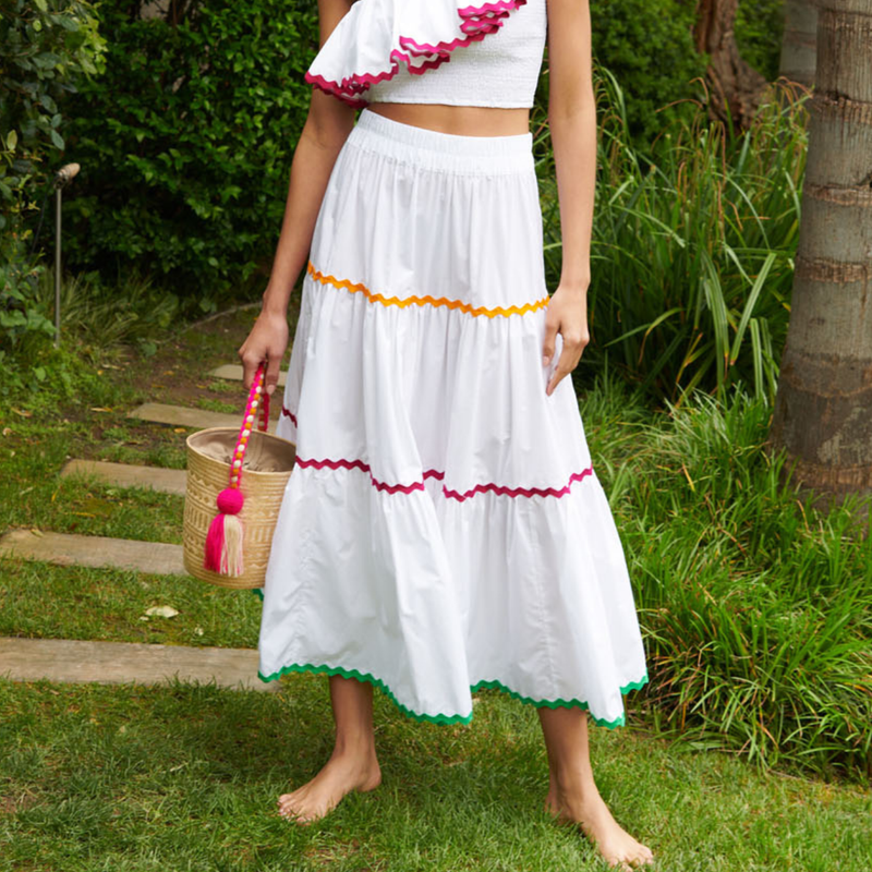 Ruffle midi skirt shop uk